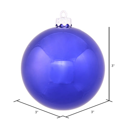 Vickerman 3" Cobalt Shiny Ball Ornament 12 per Bag