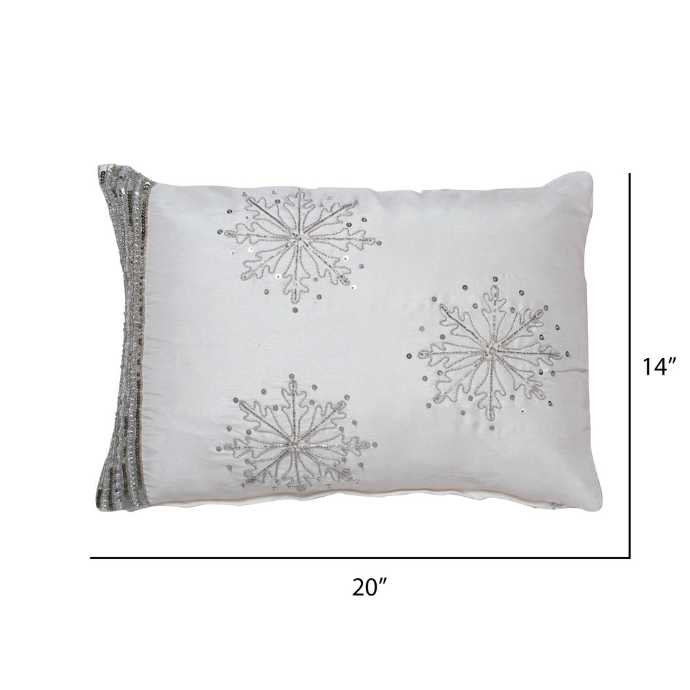 Vickerman Decorative 14" x 20" Banded Snowflake Pillow