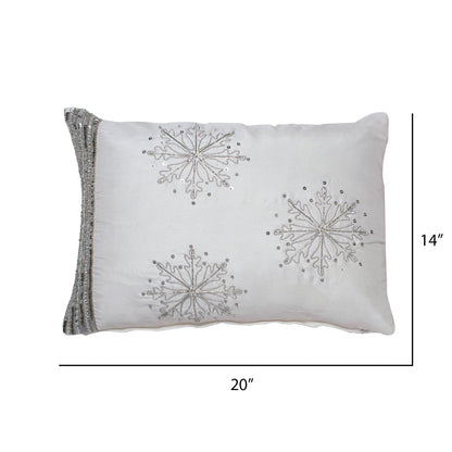 Vickerman Decorative 14" x 20" Banded Snowflake Pillow