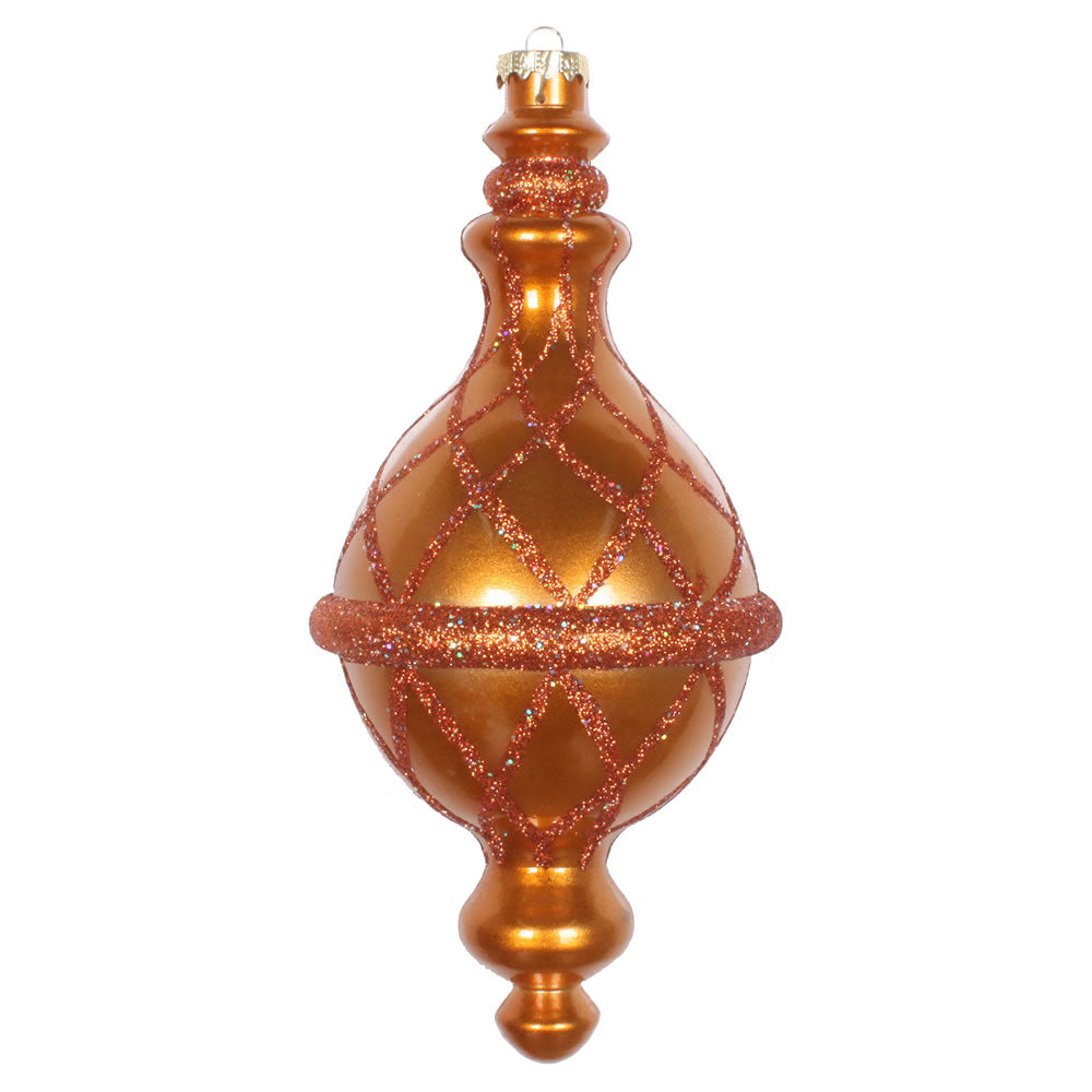 Vickerman 10" Copper Candy Glitter Net Drop Finial Christmas Ornament