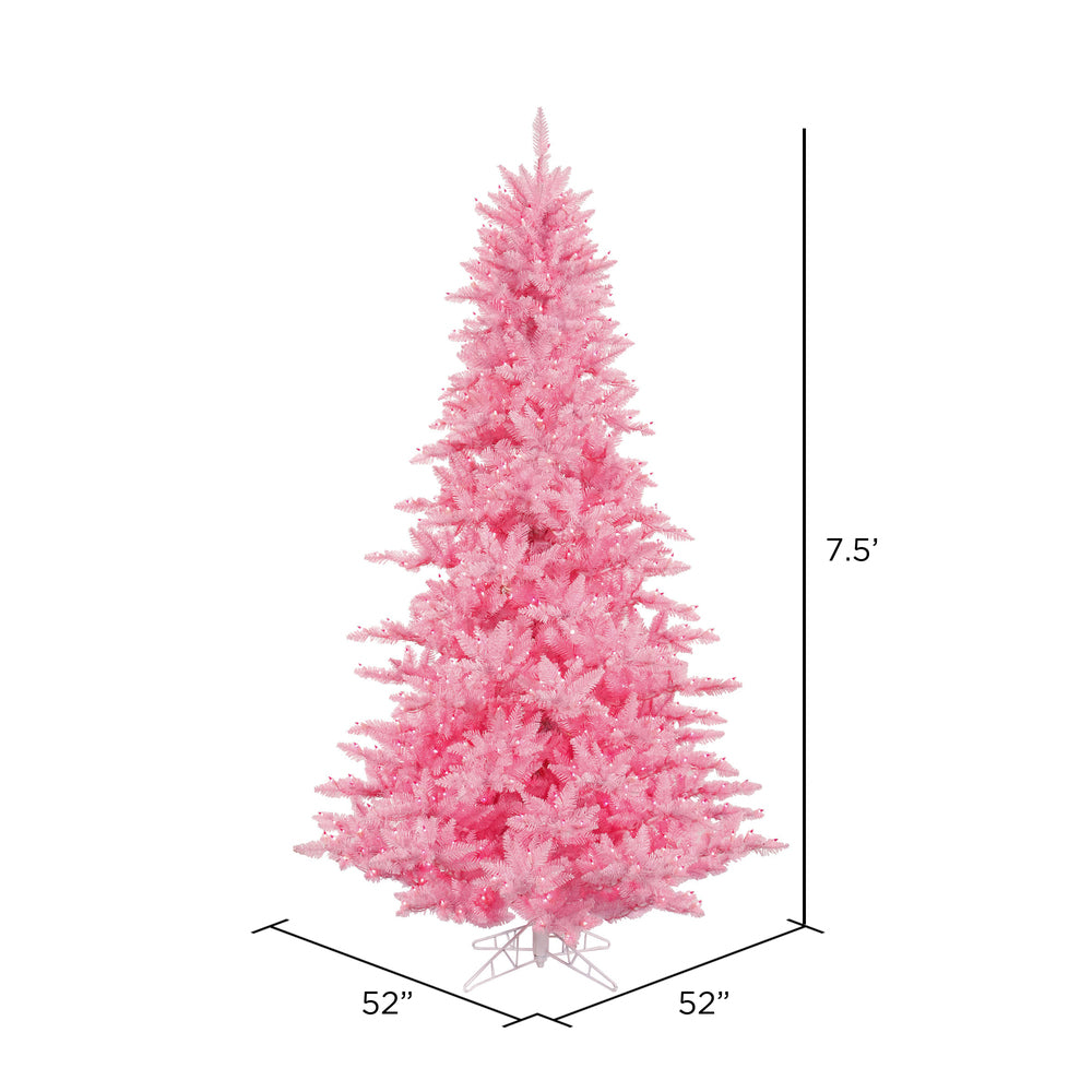 Vickerman 7.5' Pink Fir Artificial Christmas Tree Pink  Dura-lit LED Lights