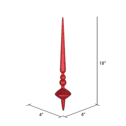 Vickerman 18" Red Glitter Cupola Finial Ornament Pack of 2