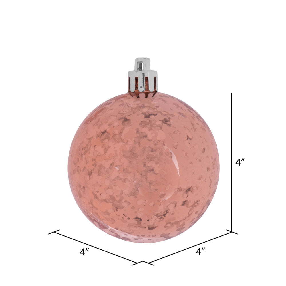Vickerman 4" Rose Gold Shiny Mercury Ball Ornament 6 per Bag