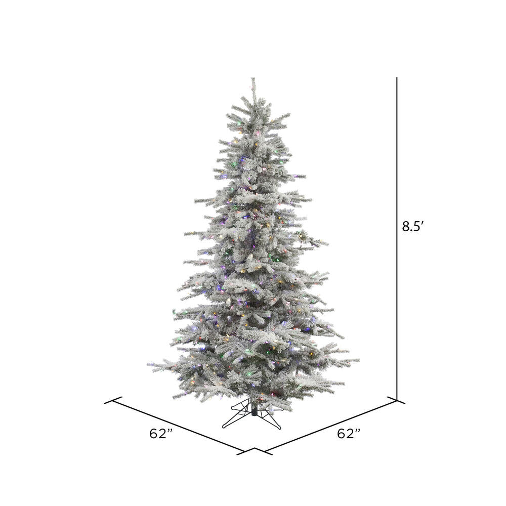 Vickerman 8.5' Flocked Sierra Fir Artificial Christmas Tree Multi-Colored LED Dura-Lit lights