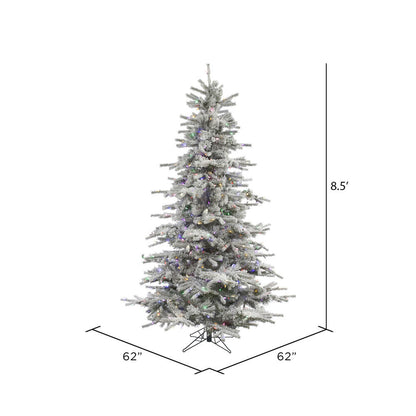 Vickerman 8.5' Flocked Sierra Fir Artificial Christmas Tree Multi-Colored LED Dura-Lit lights