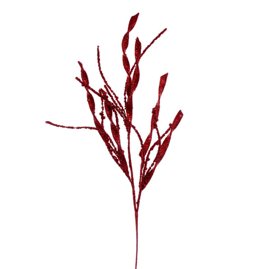 Vickerman 34" Red Wavy and Spiral Glitter Spray 6 per bag.