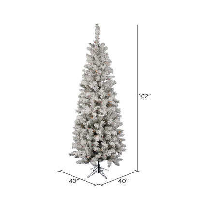 Vickerman 8.5' Flocked Pacific Artificial Christmas Tree Multi-Colored LED Lights