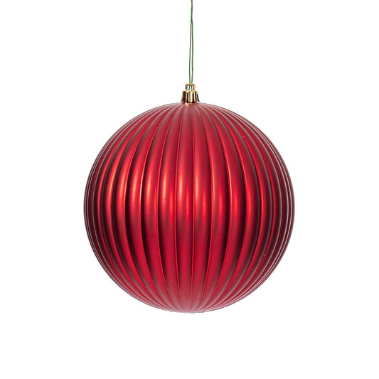 Vickerman 6" Red Matte Lined Ball Ornament 4 per Bag.