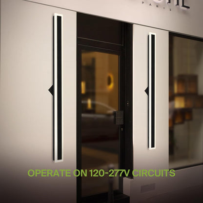 ASD Lighting LED Outdoor Wall Sconce Narrow design 72" 40W 120-277V CCT Selectable 3000/4000/5000K Dimmable Black ETL