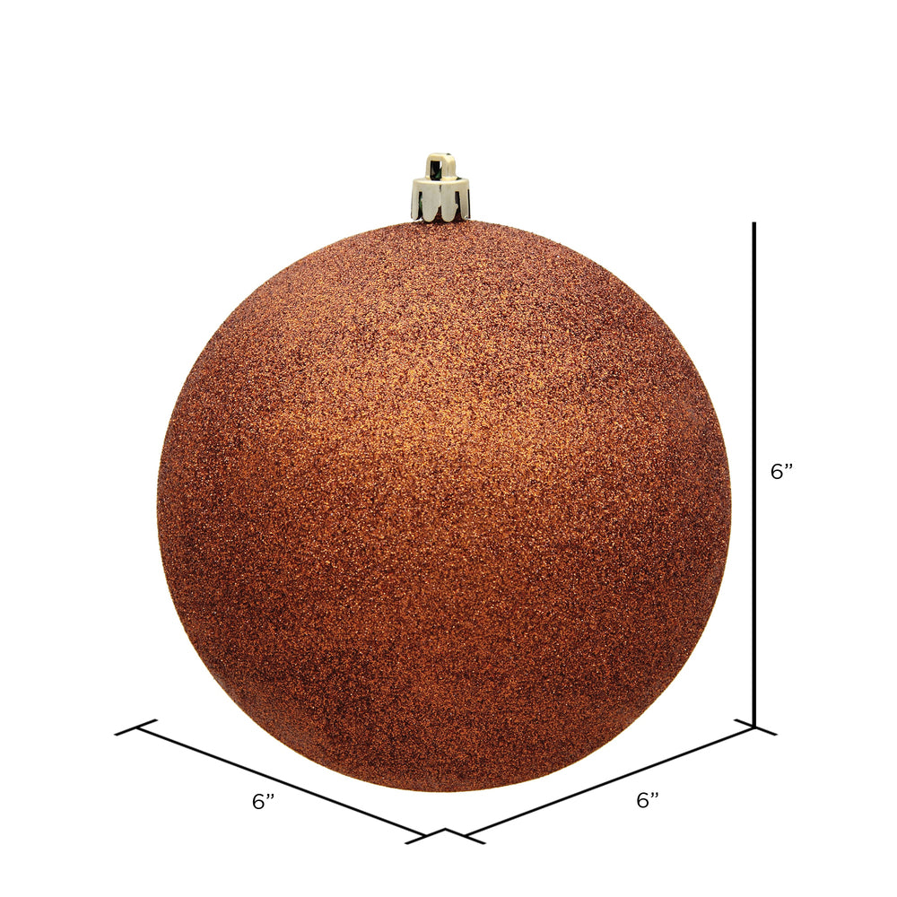 Vickerman 6" Copper Glitter Ball Ornament 4 per Bag