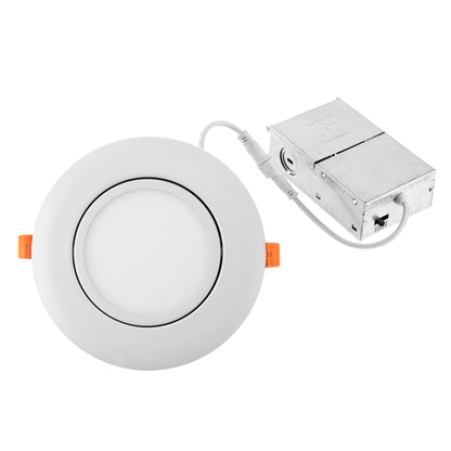 ASD Lighting LED Round Recessed Mini Panel Gimbal Airtight 3" 6W 120V Dimmable CCT Selectable 2700/3000/3500/4000/5000K White UL 6pack