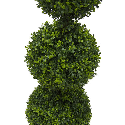 Vickerman 4' Artificial Potted Triple Ball Green Boxwood Topiary.