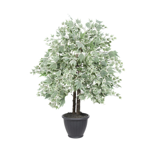 Vickerman 4' Artificial Silver Maple Bush Gray Round Plastic Container.