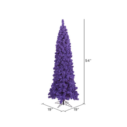 Vickerman 4.5' Flocked Purple Pencil Fir Artificial Christmas Tree Unlit