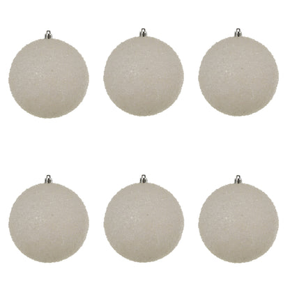 Vickerman 4.75" White Beaded Ball Ornament 6 per Bag