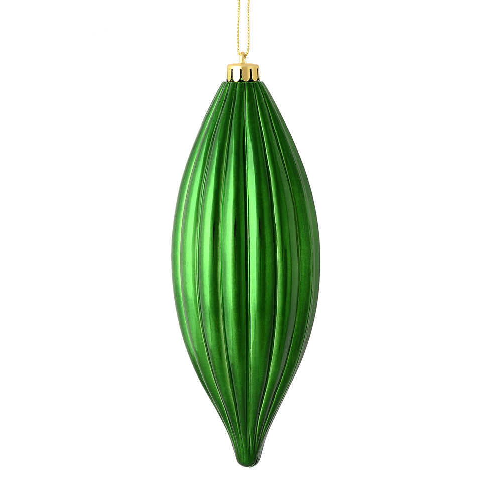 Vickerman 8" Emerald Shiny Line Finial Ornament Pack of 4