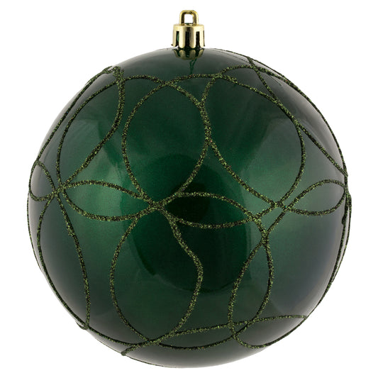 Vickerman 4.75" Moss Green Candy Ornament with Circle Glitter Pattern 4 per Bag