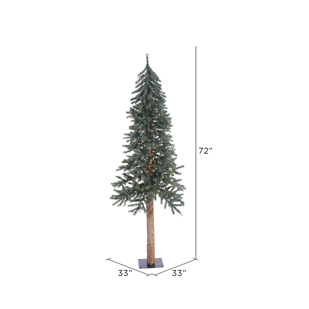 Vickerman 6' Natural Bark Alpine Artificial Christmas Tree Clear Dura-lit Lights