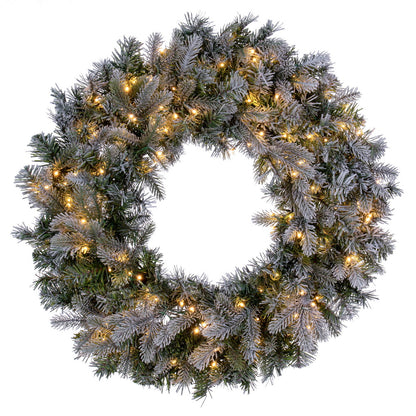 Vickerman 48" Frosted Douglas Fir Artificial Pre-Lit Wreath Warm White 3mm LED Wide Angle Lights.