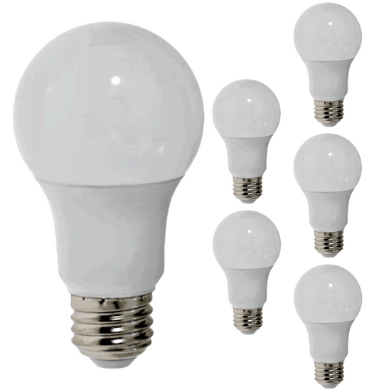 Damar A19 LED Light Bulb 9W 750 Lumen E26 Medium Base 4000K Cool White for Bedroom Living Room Lamp Home Light Bulb 120V CRI80 200° Beam Angle IP20 Damp Rated UL Listed White Finish Pack of 6