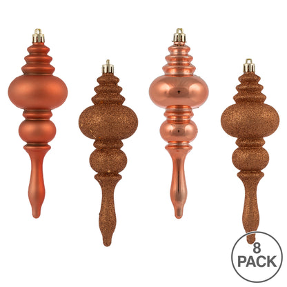 Vickerman 7" Coral 4-Finish Finial Ornament 8 per Box