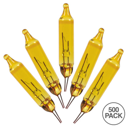 Vickerman Yellow Glass Incandescent Mini Bulb with Pinched Base 3.5 Volt 125mA 500/Bag
