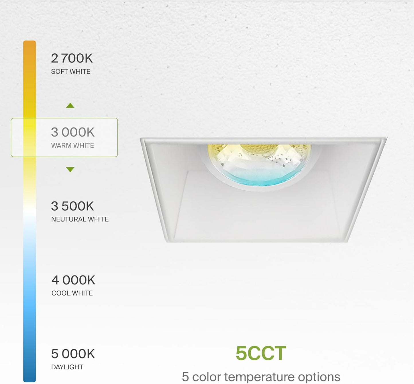 ASD Lighting LED Trimless Downlight Gimbal Square 2inch 8W 120V Triac 2700/3000/3500/4000/5000K White ETL