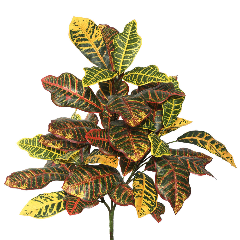 Vickerman 34" Artificial Green and Orange Croton Plant.