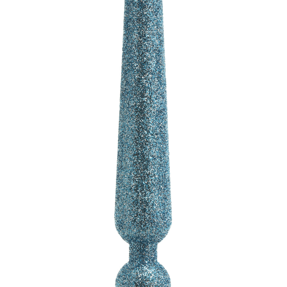 Vickerman 12" Periwinkle Glitter Cupola Finial. This long finial ornament adds depth and texture to any holiday decorating project. Made with shatterproof plastic. Includes 3 pieces per bag.