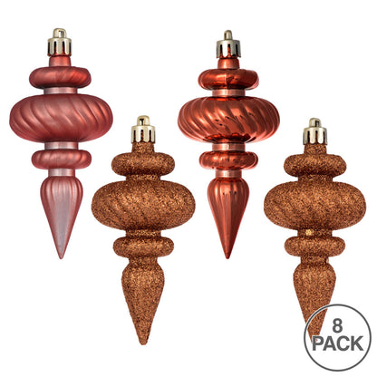 Vickerman 4" Coral 4-Finish Finial Ornament 8 per Box