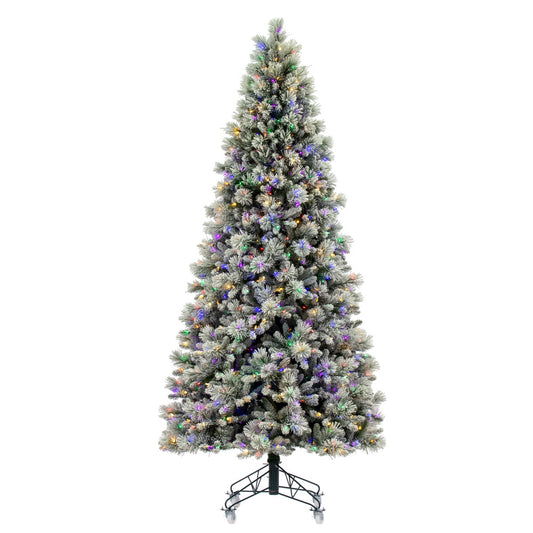 Vickerman 7.5' x 46" Flocked Jackson Pine Artificial Pre-Lit Christmas Tree Multi-Colored Lights.