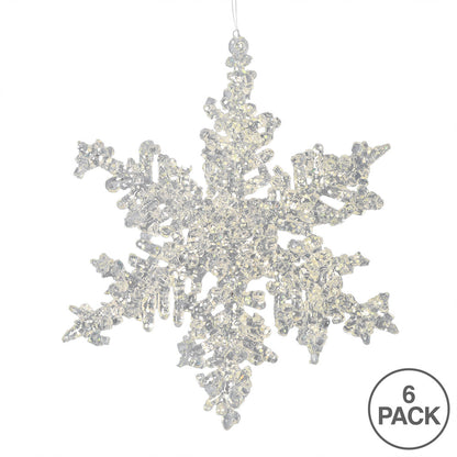 Vickerman 5" Clear Snowflake Silver Glitter Christmas Ornament 6 Pk