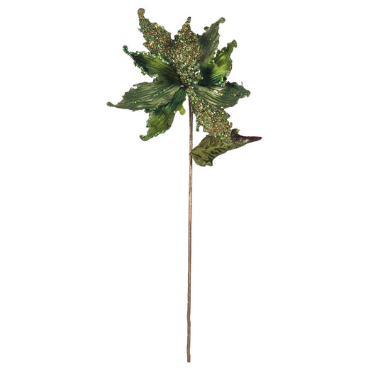 Vickerman 20" Green Pointed Pearl Poinsettia Artificial Christmas Stem Pack of 3