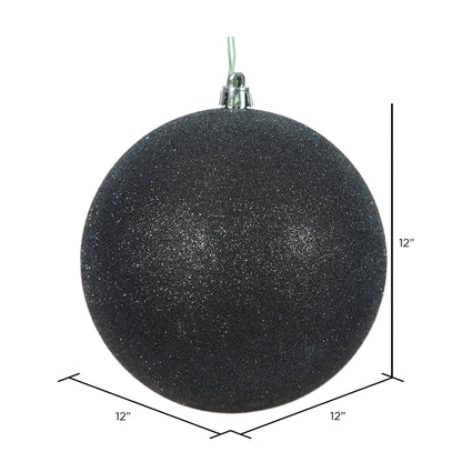 Vickerman 12" Black Glitter Ball Ornament