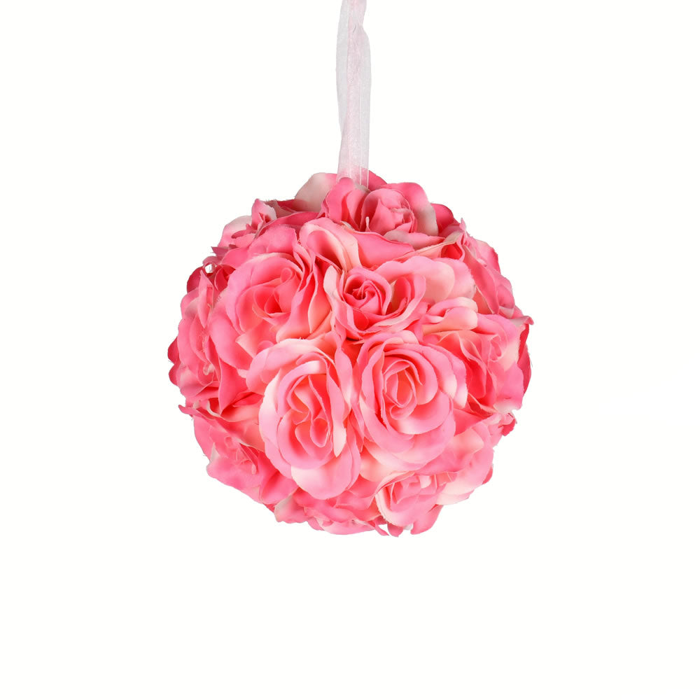 Vickerman 6" Artificial Pink Rose Ball Pack of 2