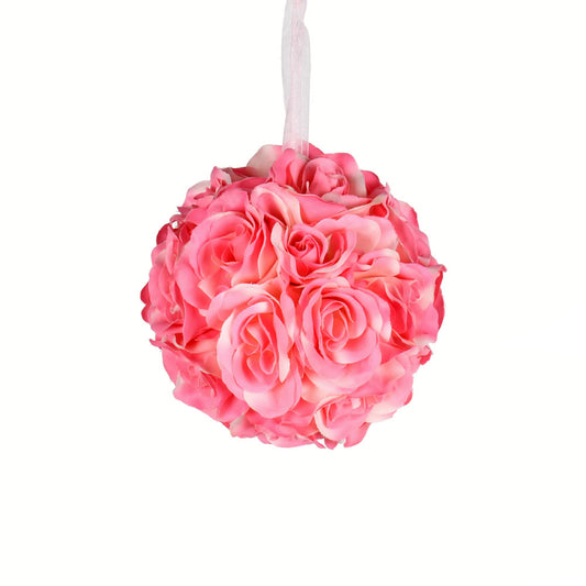 Vickerman 6" Artificial Pink Rose Ball Pack of 2