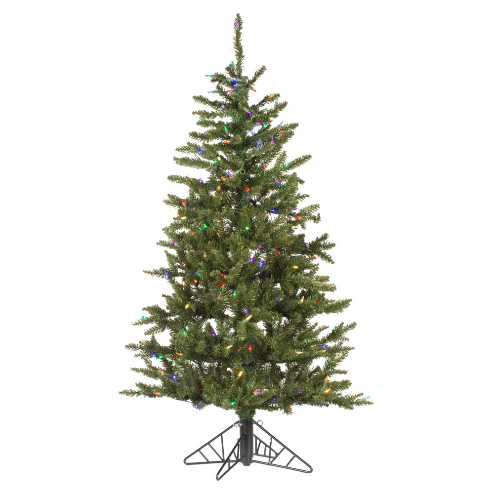 Vickerman 4.5' x 33" Slim Natural Fraser Fir Artificial Christmas Tree Multi-colored Dura-Lit LED lights