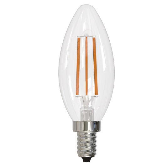 Bulbrite LED Filament 6.5 Watt Dimmable B11 Light Bulbs with a Clear Finish and Candelabra (E12) Base - 3000K (Soft White Light), 750 Lumens