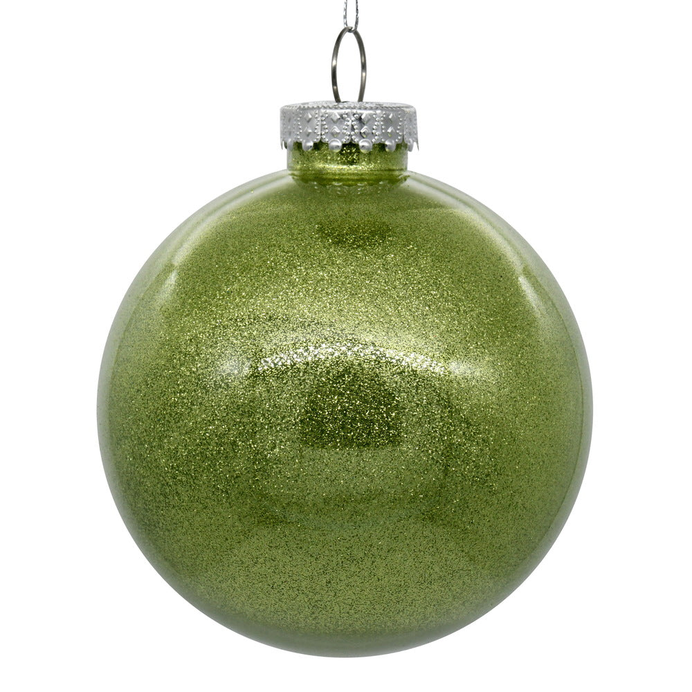 Vickerman 6" Clear Ball Christmas Ornament with Celadon Glitter Interior 4 Pieces per bag