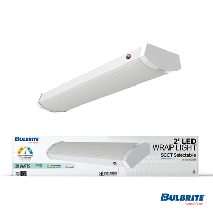 Bulbrite 773505 2 ft. Integrated 5 Color Selectable LED Dimmable Wraparound Light W/ Battery Backup (120-277v), 2300 Lumens, White