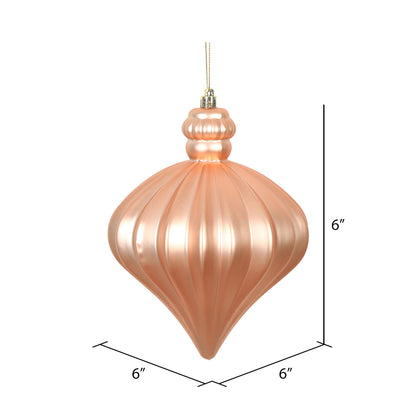 Vickerman 6" Rose Gold Matte Onion Drop Christmas Ornament 4 per Bag