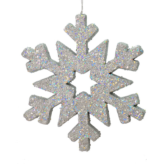 Vickerman 12" Silver Glitter Snowflake Christmas Ornament