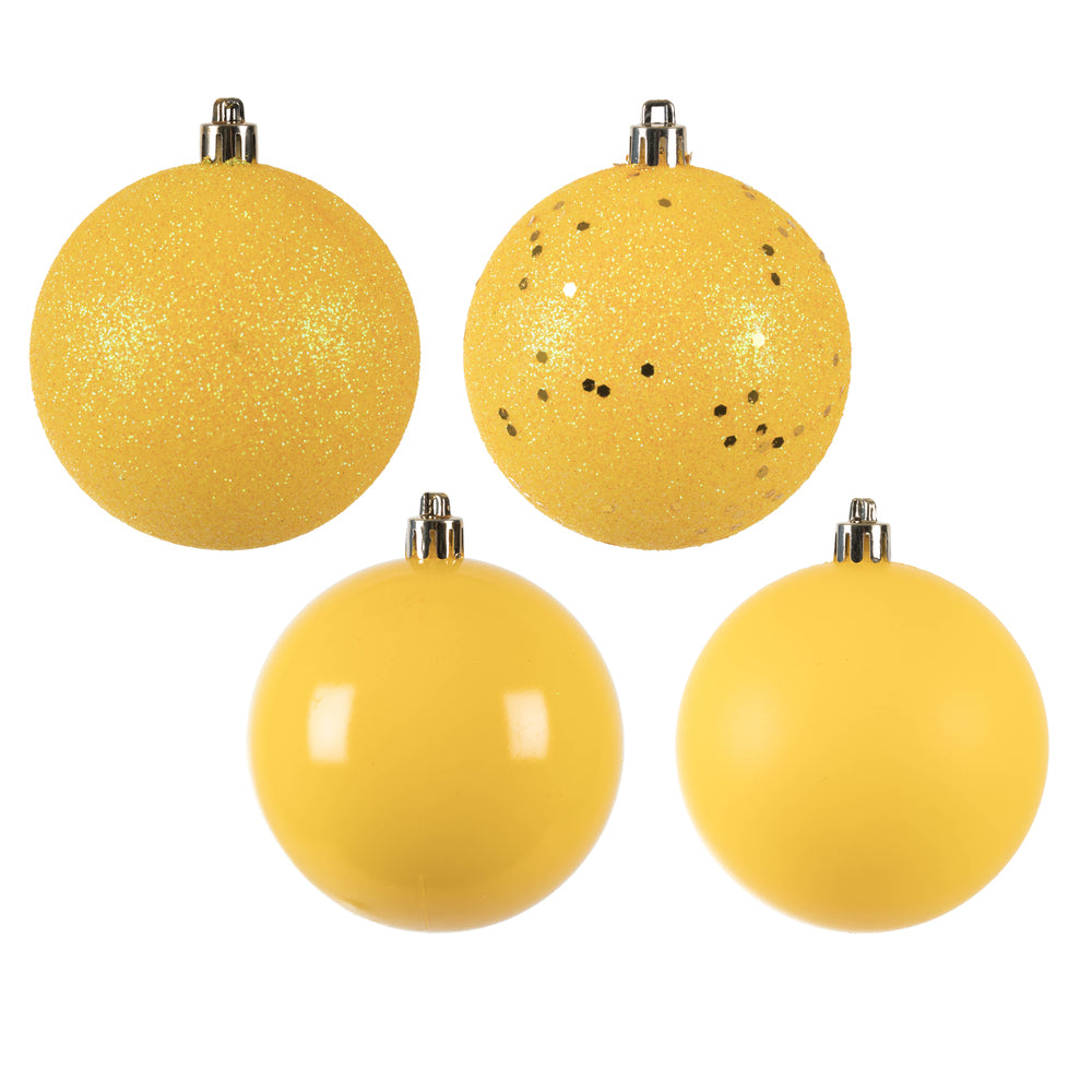 Vickerman 3" Yellow 4-Finish Ornament Assortment 32 per Box