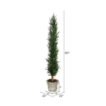 Vickerman 60" Artificial Potted Cedar Tree in Paper Pot.