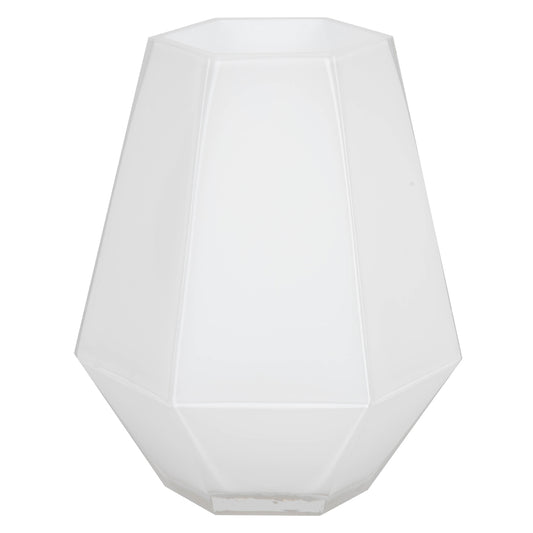Vickerman 8.6" White Hexagon Glass Vase