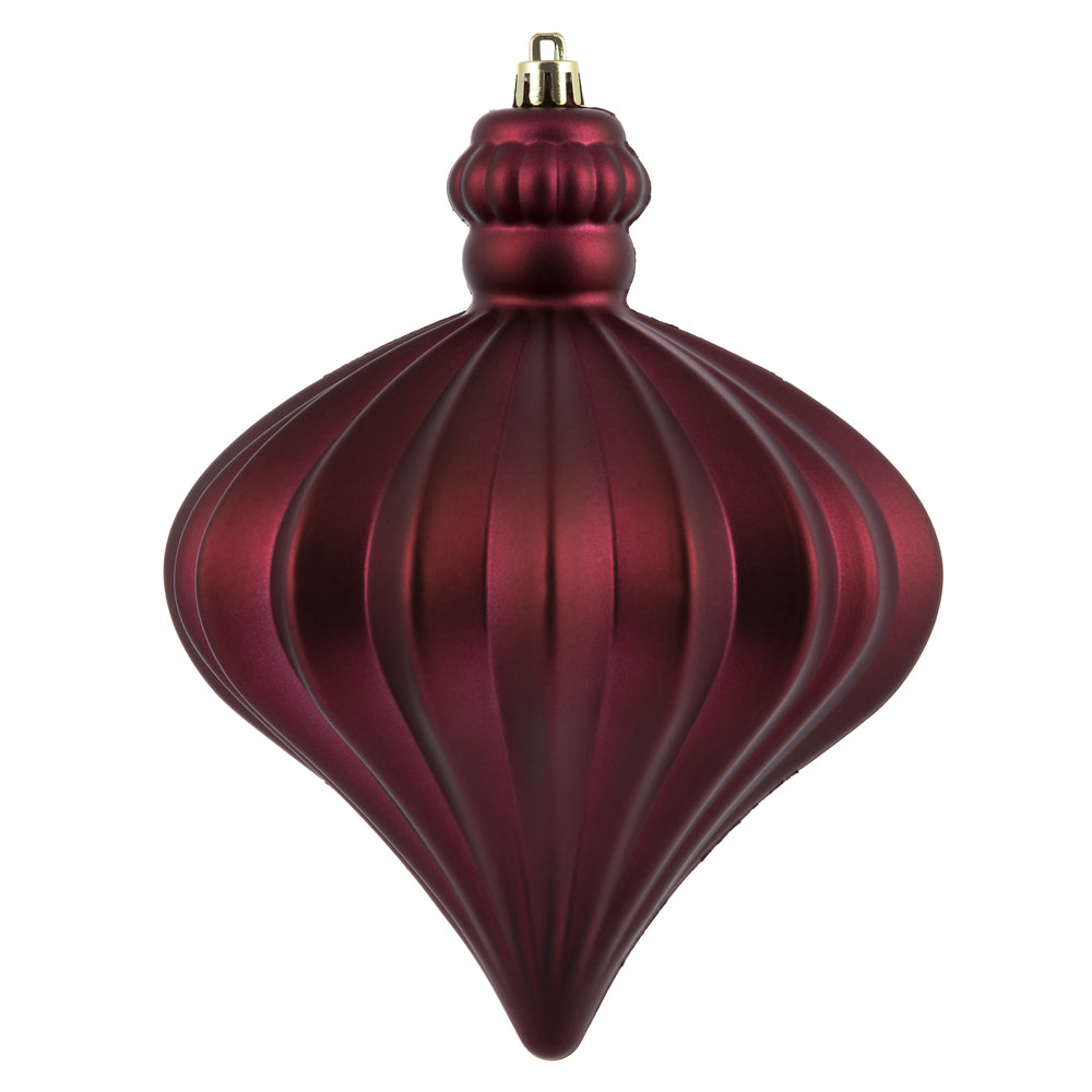 Vickerman 6" Berry Red Matte Onion Drop Christmas Ornament 4 per Bag