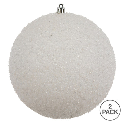 Vickerman 8" White Beaded Ball Ornament 2 per Bag