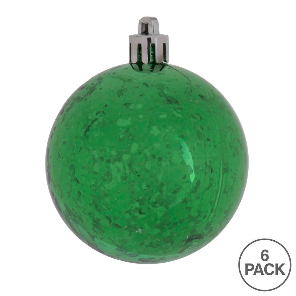 Vickerman 4" Green Shiny Mercury Ball Ornament 6 per Bag