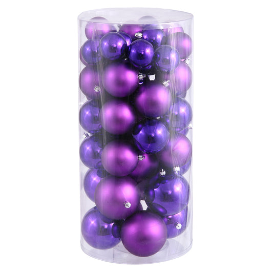 Vickerman 2.4"-3"-4" Purple Shiny and Matte Ball Ornament 50 per Box