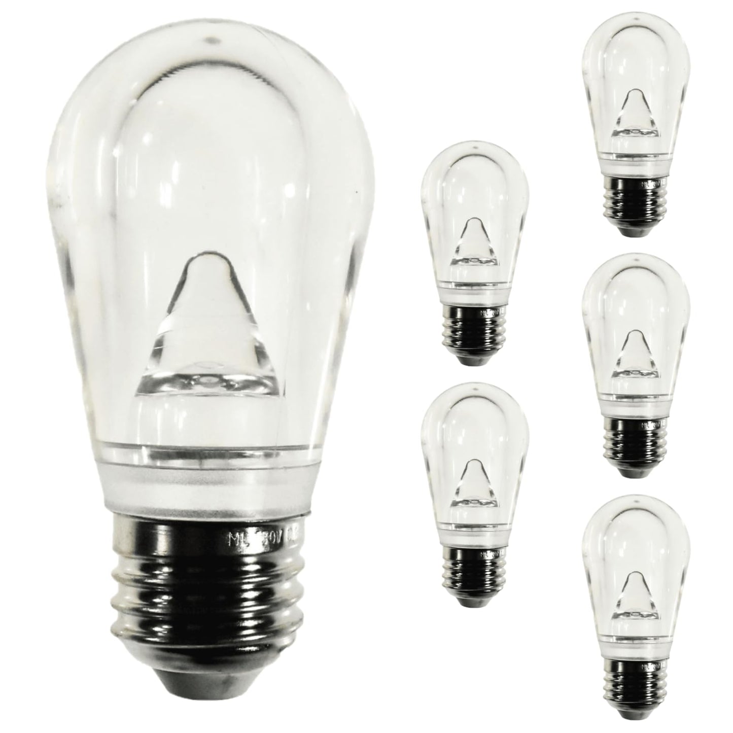 Damar- S14 LED String Light Bulb 0.55W-1.5W 60 Lumens 2700K Warm White E26 Medium Base Dimmable 100-130V Indoor& Outdoor Rated Pack of 6- Shatterproof Replacement Clear Bulb for Patio Backyard Cafe